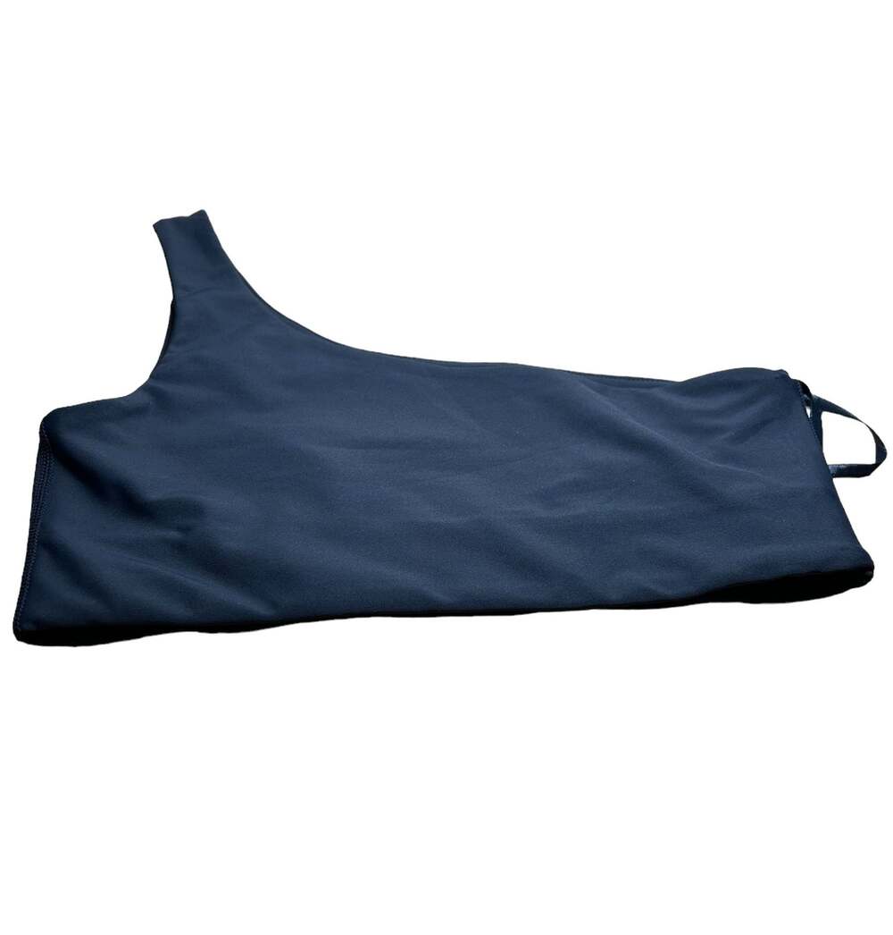 NEW Bloomingdale's Exclusive Aqua Navy Blue One Shoulder Sport Bra Size S